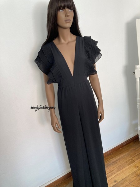 Mono largo con volantes negro fiesta talla S/M nuevo con etiquetas