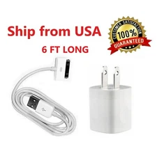 Home Wall AC Charger + 6FT 30 pin Data Sync USB Cable for iPhone 3G 4 ipod Nano
