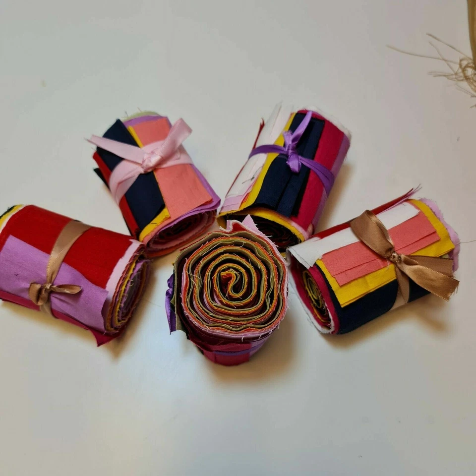 10 Assorted PLAIN COTTON FABRIC JELLY ROLL / HONEY BUN STRIPS 2.5 INCH - Image 4 of 4