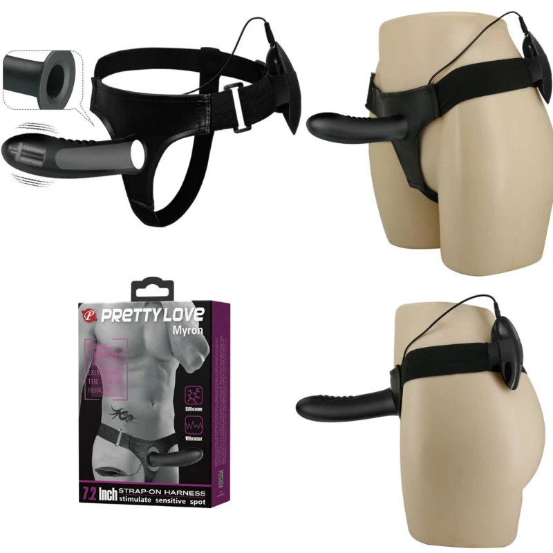 Harnais Gode Ceinture Creux Vibrant Ajustable 18.5 cm Sextoy Hollow Strapon - Photo 2/4