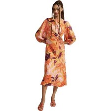 Farm Rio Puff-Sleeve Cutout Slip Dress Size XS