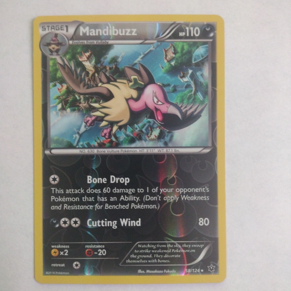 Mandibuzz 58/124 Pokemon Card XY Fates Collide Rare Reverse Holo Foil