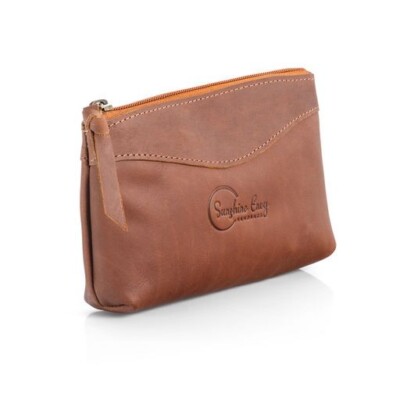 NEW Makeup pouch Zippered Genuine top grain leather