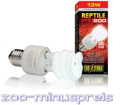 Exo Terra Reptile UVB 200 13 Watt Terrariensparlampe, geeignet für Wüstenterrien