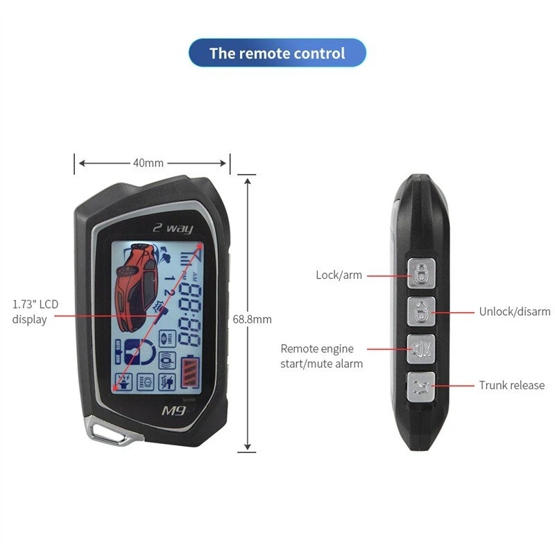 EASYGUARD 2 Way Car Alarm System LCD Display Remote Start Keyless Go With Siren - Image 4 of 4