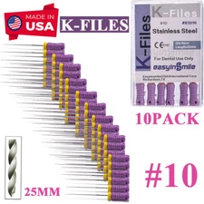 10Packs Endodontic Hand Files Dental Endo Root Canal K Files Stainless Steel #10
