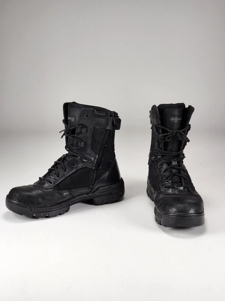 Botas de Combate Bates para Mujer 9.5 Cremallera y Cordones E02700 Zapatos de Cuero Negro Foto 3 de 4