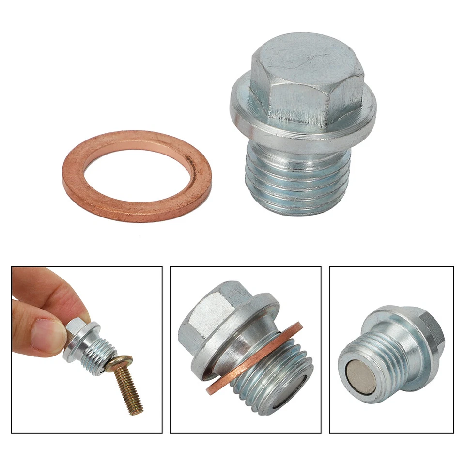 For Yamaha CanAm Magnetic Oil Drain Plug Bolt M14x1.5x12 14mm Cruiser Sport Bike - Imagem 4 de 4