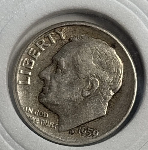 1959-D Roosevelt Dime 90% Silver 10c Very Fine Condition