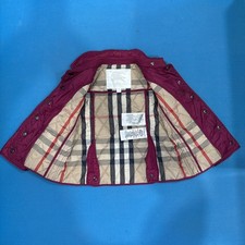 BURBERRY Children Burgundy Red Quilted Nova Check Jacket Girl  s 12M Toddler