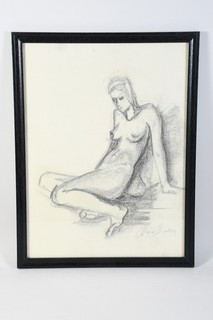 C35Y53 Arno Breker (1900 1991) pencil drawing female seated nude sign