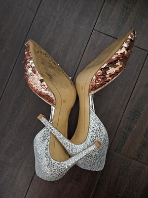 INC International Concepts Gold Silver Glitter D'Orsay Pointed Toe