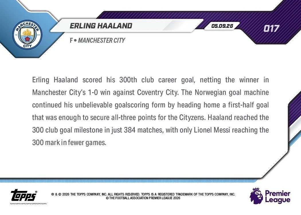 2026 Topps Now #17 Erling Haaland Pre-Sale view 2