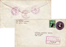 Massachusetts (West Lynn Sta.) Lynn Registered 1945 violet double ring  Postal S