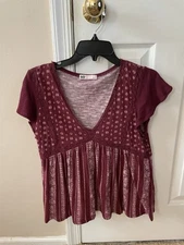 SO Goods For Life Junior Girls Size Medium Boho Short Sleeve Shirt/Top