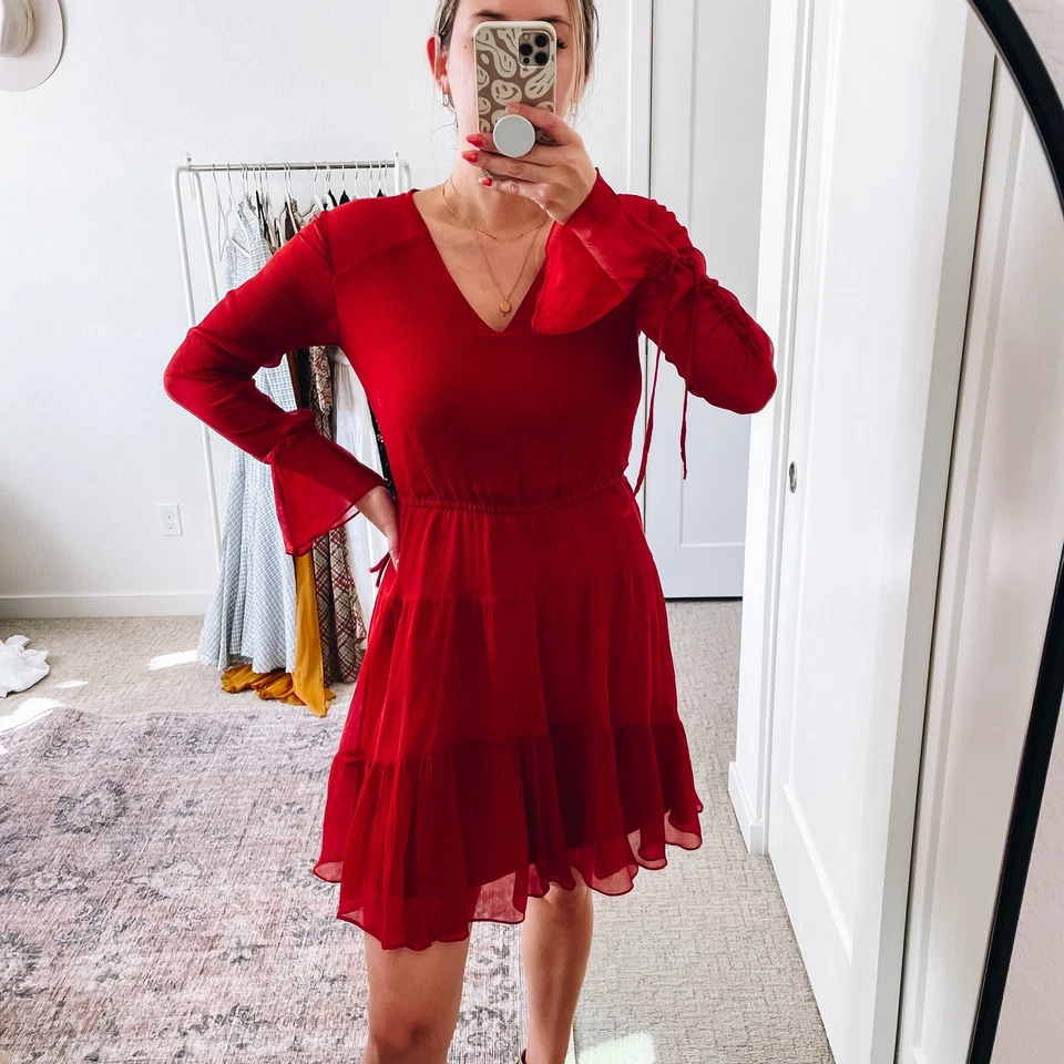 Mini vestido de seda rojo Shoshanna  Foto 4 de 4