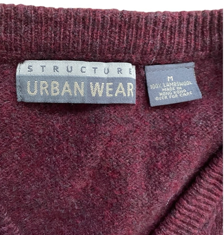 Structure Urban Wear Vest V-Neck 100% LAMBSWOOL Mens Medium 90s grunge old money - Image 3 of 4