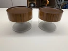 Vintage Pyrex Store N See Twist Off Canister Faux Wood Lid Set of 2 MCM
