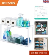 Space-Saving Under Sink Rack - White Multi-Purpose Storage for Kitchen & Bath