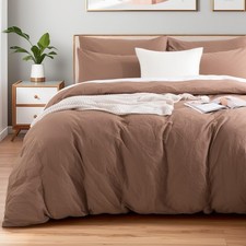 Duvet Cover Set Queen Size Linen Textured Organic Natural 100 Washed Cotton ...