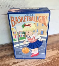 Vintage New Schylling Collector Series Basketball Girl Tin Toy