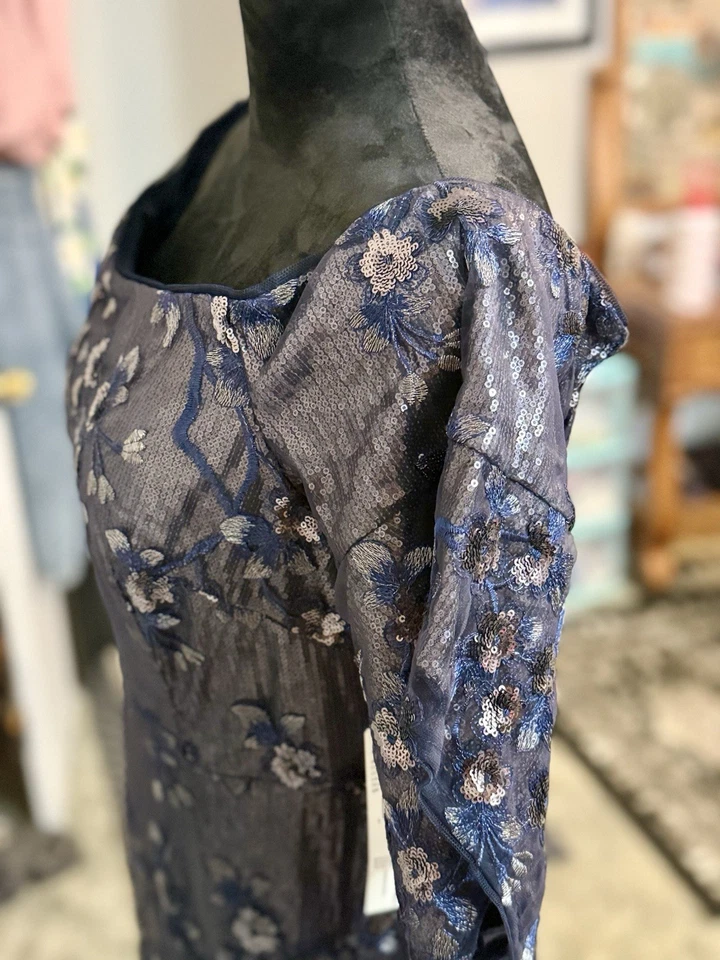 Aidan Mattox Blue Sequin Gown  - Image 3 of 4