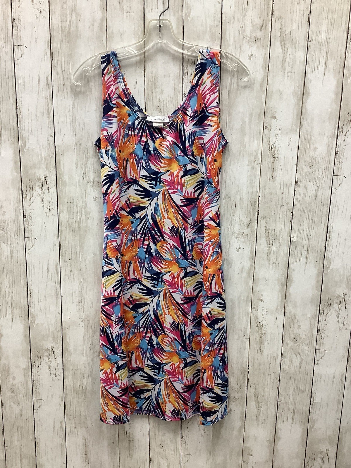 Keren Hart Tropical Palm Leaf Sleeveless Midi Tank Dress Multicolor Size Medium
