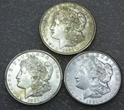 1921 P, D, S Morgan Silver Dollar AU/BU Frosty lot of 3 coins in saflips #C235