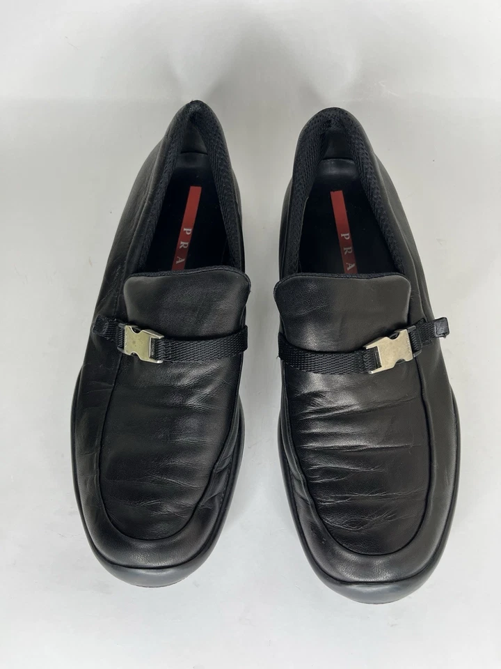 Prada Shoes Driving Loafers Women Size 38 US 7 Black Leather Made In Italy  - Image 4 of 4