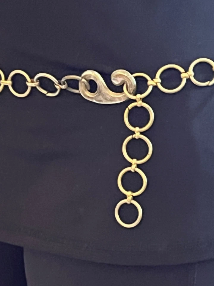 Gold Belly Dancer Hip Chain Belt Dangle Coins Multicolor Jeweled and Necklace JT - Image 3 of 4