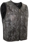 Men's Leather Vest Biker Cowl Motorcycle Vest Camouflage Black Grey Perforated