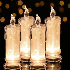 4PCS White LED Candles (D:2.5" x H:7"),Flameless Pillar Candle,Battery Operated 