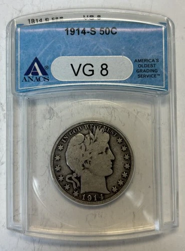 1914-S Barber Half Dollar, ANACS VG8