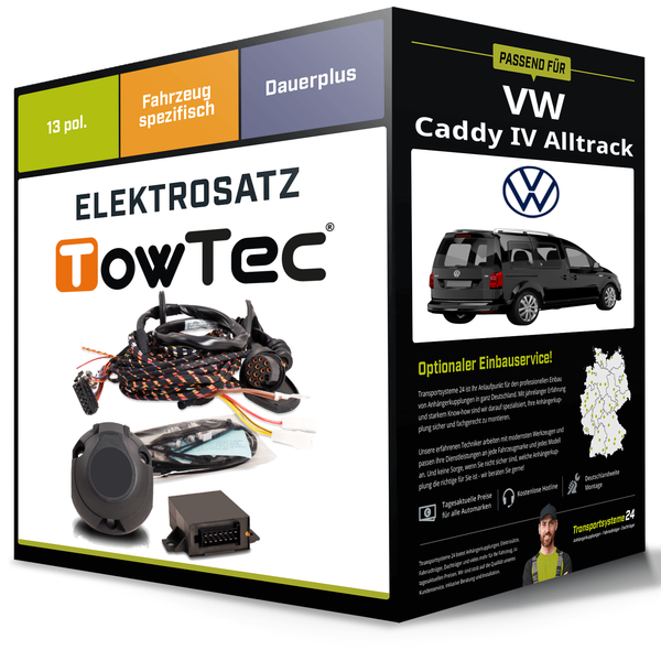 Elektrosatz 13-Pol Spezifisch für VW Caddy IV Alltrack 05.2015-09.2020 Towtec-image