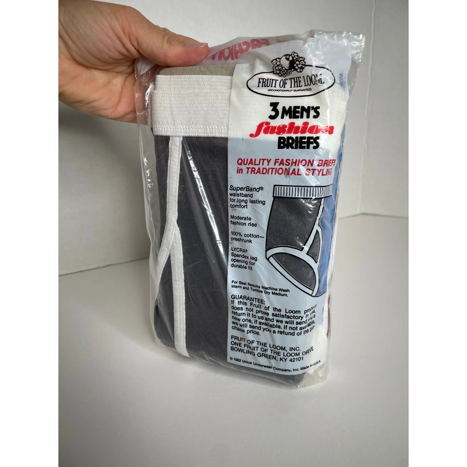 3 Упаковки винтажный мужской Fruit of the Loom моды трусы большой, новый 1982 синий бордовый - Изображение 4 из 4