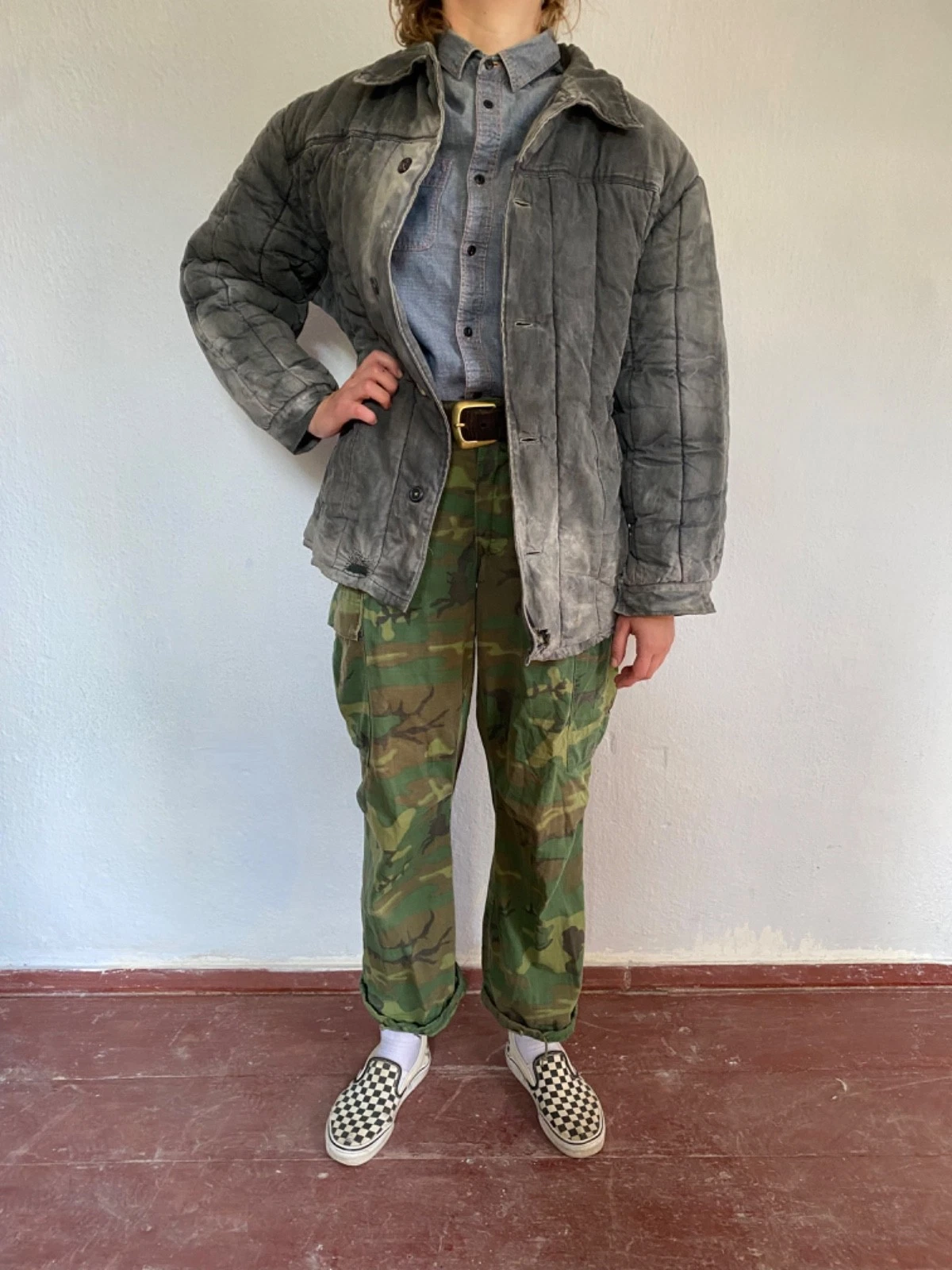 Vintage 80s ussr soviet army military work vatnik telogreika jacket - product detail image 1