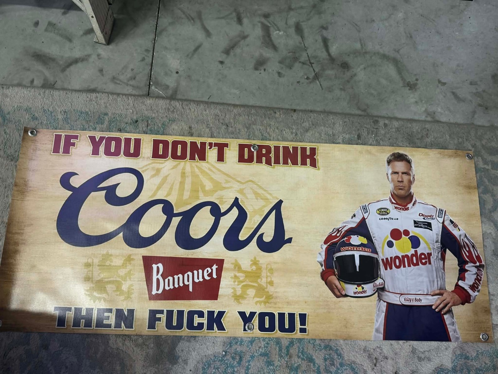 Coors Banquet Ricky Bobby Banner 48x20 Talladega Nights Racing Garage Mancave