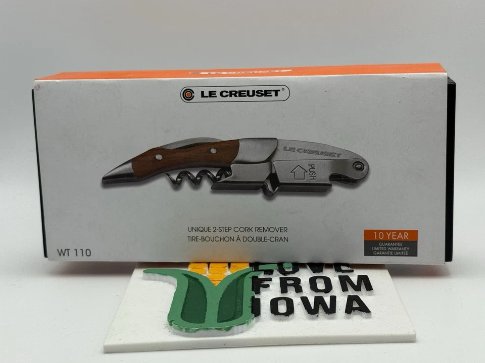 Le Creuset уникальный 2-ступенчатый инструмент для удаления пробки открывалка резак для фольги - Изображение 2 из 3