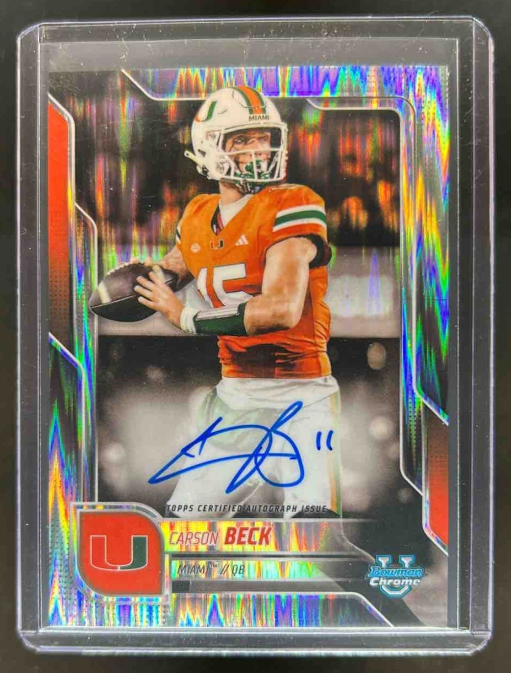 2025 Bowman Chrome U Carson Beck Prospect Auto Stealth Refractor #BCA-CBE