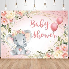 7x5Ft Elephant Baby Shower Backdrop Pink Photography Background for Girls