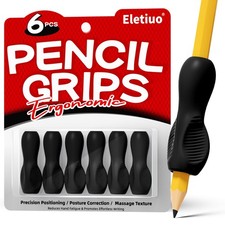 6 Pack Ergonomic Pencil Grips,Triangular Design with Finger Grooves for Children