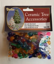 Darice Ceramic Christmas Tree Med Globe Multicolor Bulbs Pegs 100 pc - NISP