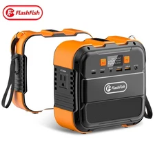 FlashFish Solar Generator Portable Li-ion 98WH 120W With LED Light for Camping