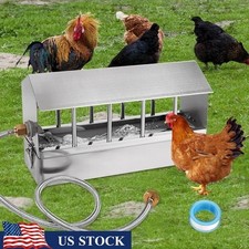 Automatic Stainless Steel Chicken Waterer Durable Poultry Dispenser W/ Hoses New