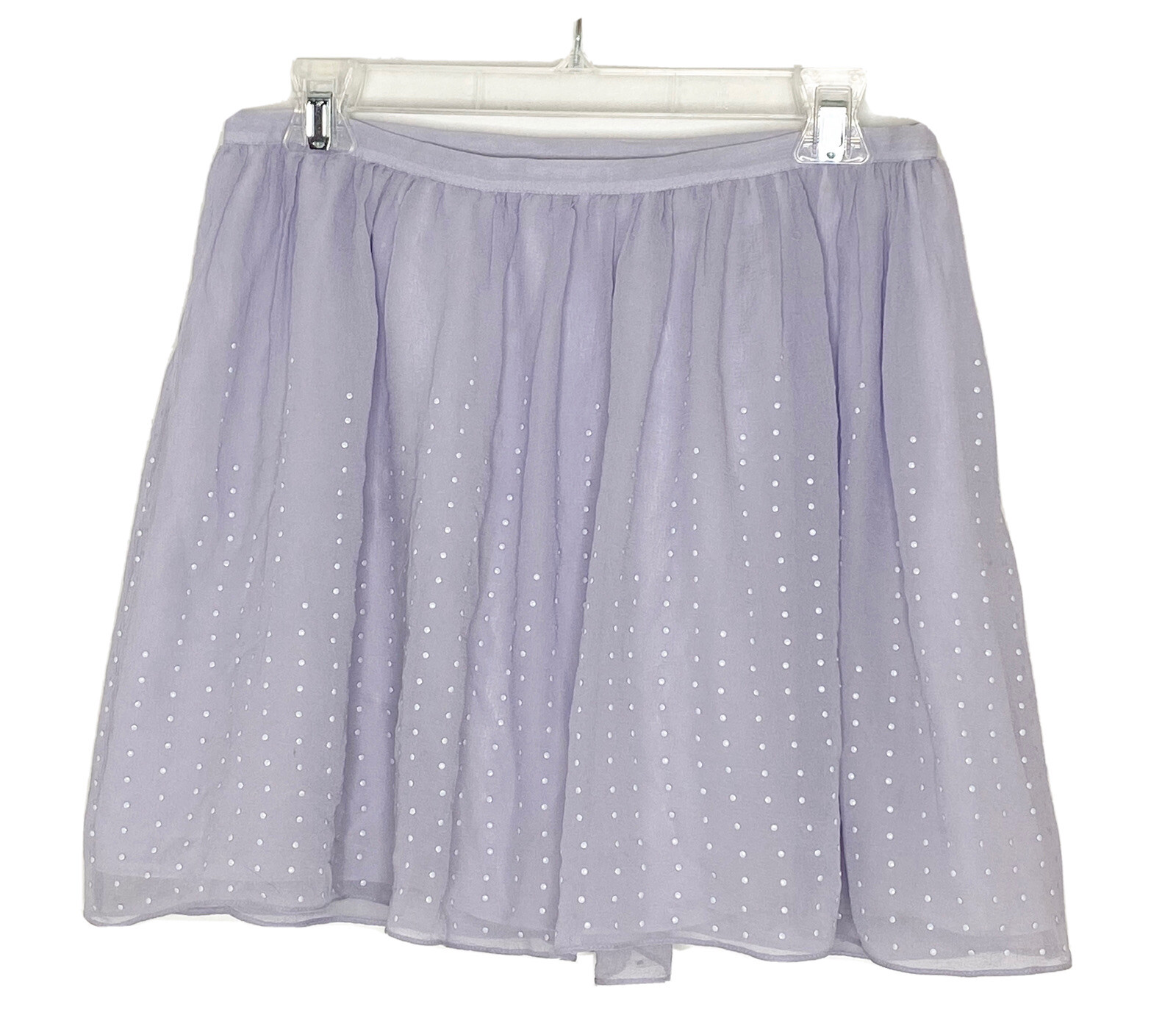 Club Monaco Silk Chiffon Flare Lilac Embroidered Polka Dot Mini