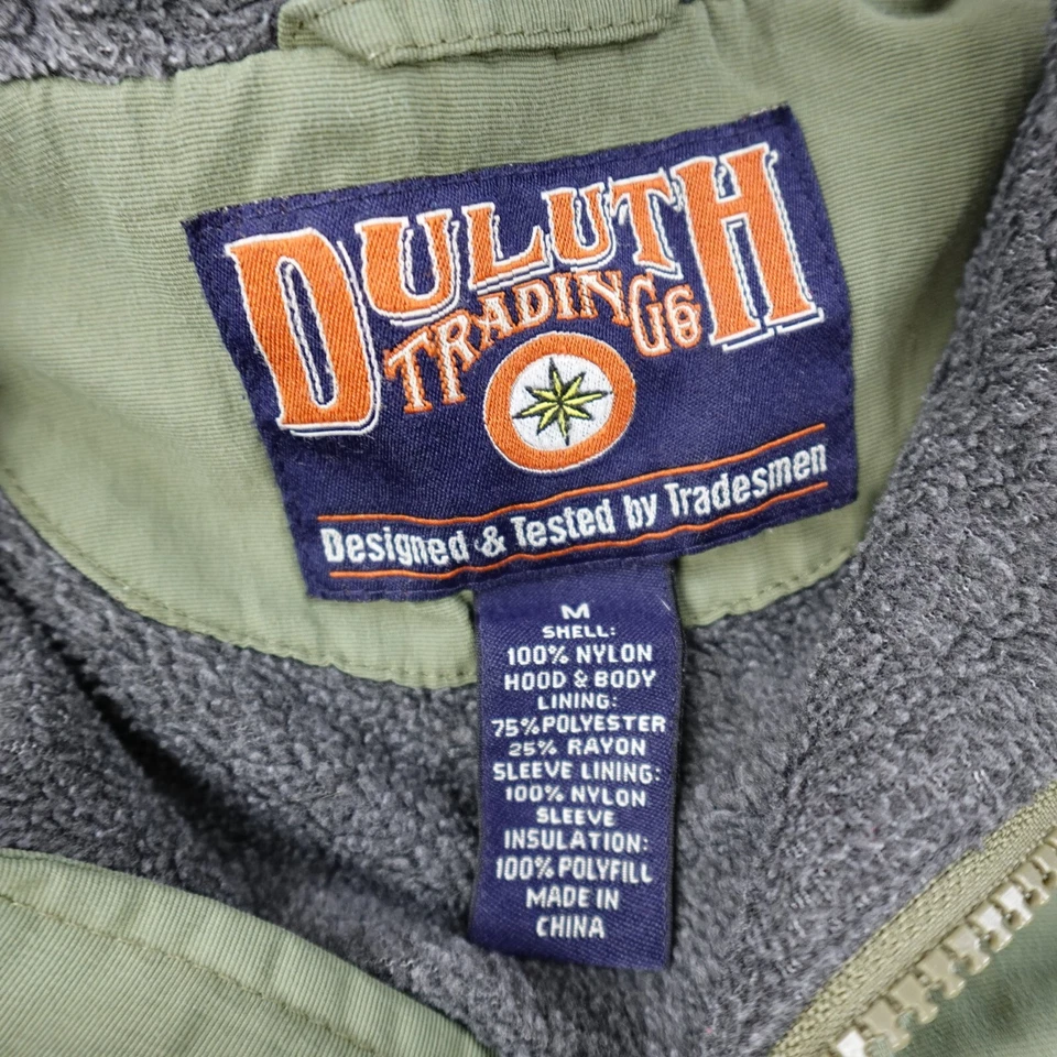 Duluth Jacket Mens M Green Fleece Lined Zip Windbreaker Bomber Coat Utility Work - Image 4 of 4