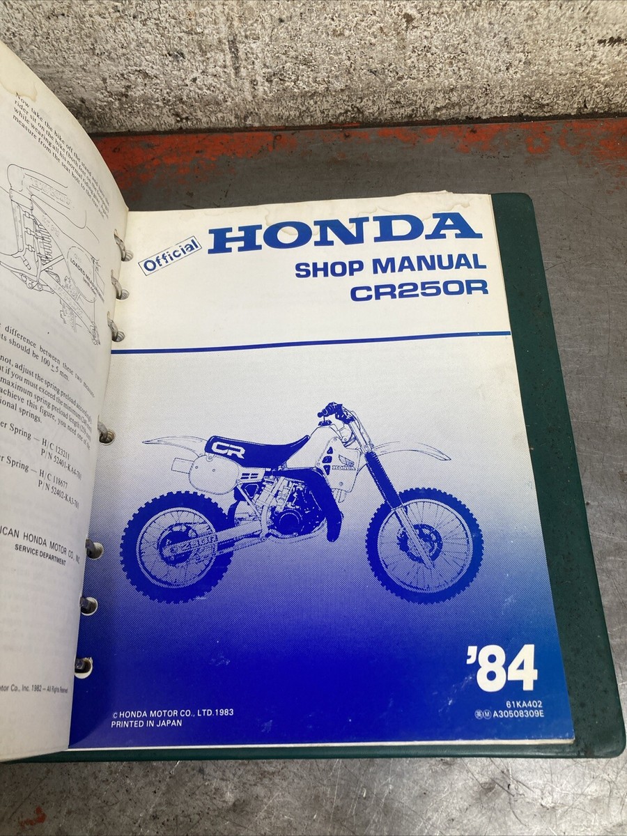 Vintage 1982 Honda Cr250r Honda Binder Shop Service Manual | eBay