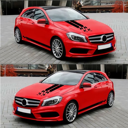 Sports Racing Vinyl Decal Hood Rearview mirror Side Skirt Strip Car Body Sticker - Picture 7 of 9