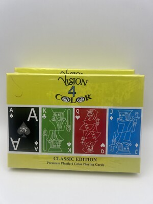 2 Packs Vision 4 Color Premium Plastic Playing Cards Large Visible Letters NEW
