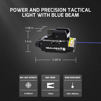 Olight Baldr S BL Black Rail Mounted Tactical Flashlight 800 Lumen